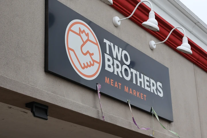 Two Brothers Meat Market storefront sign